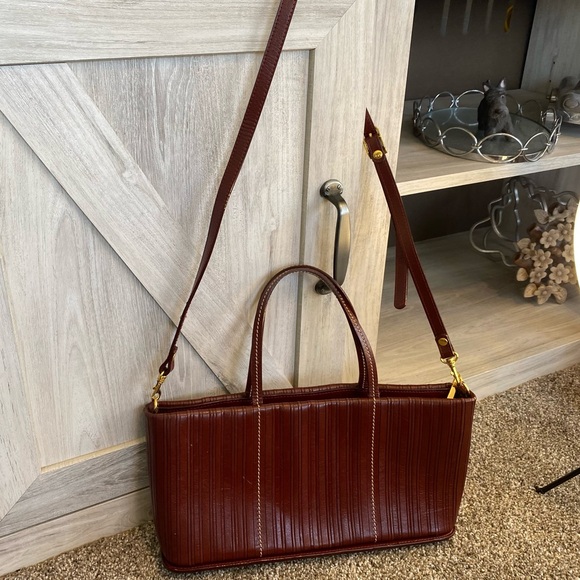 Vintage CEM Brown Leather 80's/90's Shoulder Handled Crossbody Handbag - Picture 10 of 14